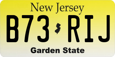 NJ license plate B73RIJ