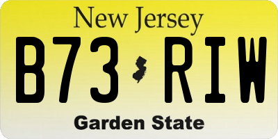 NJ license plate B73RIW