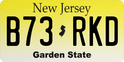 NJ license plate B73RKD