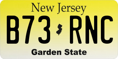 NJ license plate B73RNC