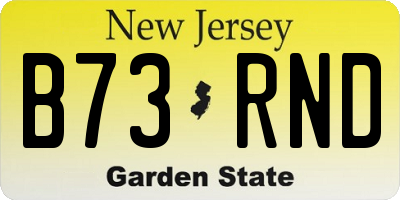 NJ license plate B73RND
