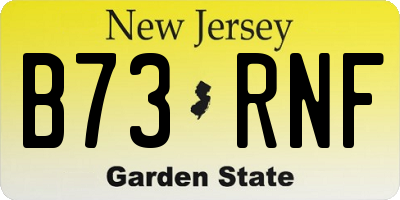 NJ license plate B73RNF