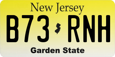 NJ license plate B73RNH