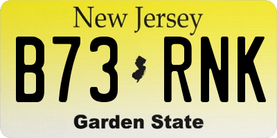 NJ license plate B73RNK