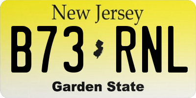 NJ license plate B73RNL