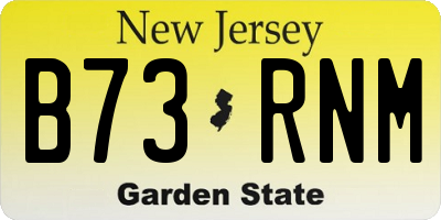 NJ license plate B73RNM