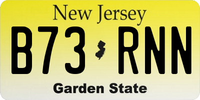 NJ license plate B73RNN