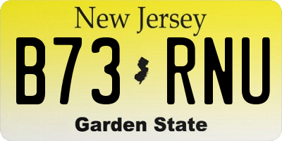 NJ license plate B73RNU
