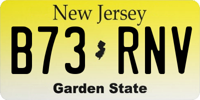 NJ license plate B73RNV