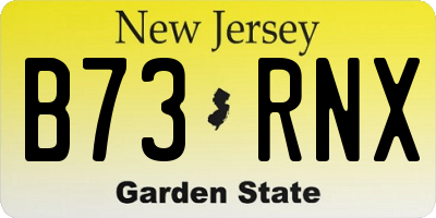 NJ license plate B73RNX