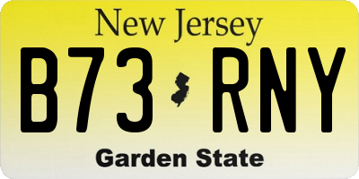 NJ license plate B73RNY