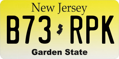 NJ license plate B73RPK