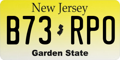 NJ license plate B73RPO