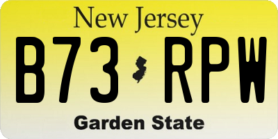 NJ license plate B73RPW