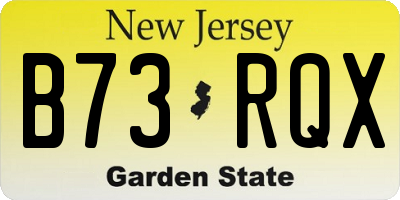 NJ license plate B73RQX