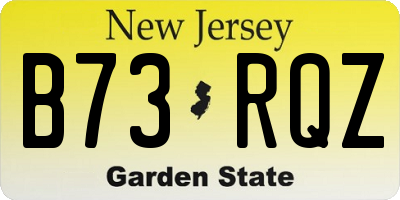 NJ license plate B73RQZ