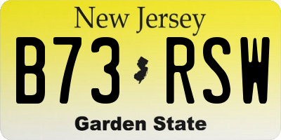 NJ license plate B73RSW