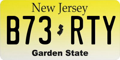 NJ license plate B73RTY