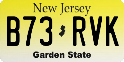 NJ license plate B73RVK