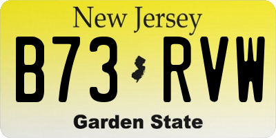 NJ license plate B73RVW