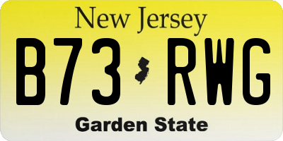 NJ license plate B73RWG
