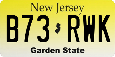 NJ license plate B73RWK