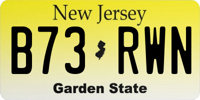 NJ license plate B73RWN