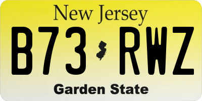 NJ license plate B73RWZ