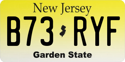 NJ license plate B73RYF