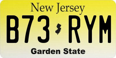NJ license plate B73RYM