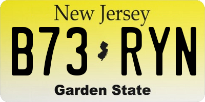 NJ license plate B73RYN