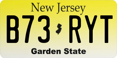 NJ license plate B73RYT
