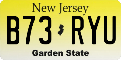 NJ license plate B73RYU