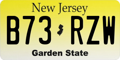 NJ license plate B73RZW