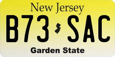 NJ license plate B73SAC