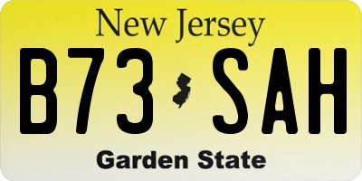 NJ license plate B73SAH