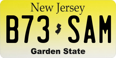 NJ license plate B73SAM