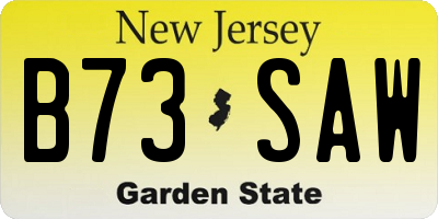 NJ license plate B73SAW