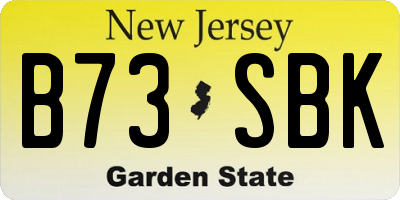 NJ license plate B73SBK