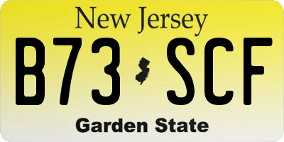 NJ license plate B73SCF
