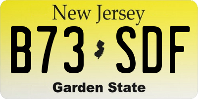 NJ license plate B73SDF