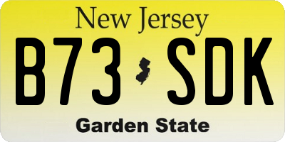 NJ license plate B73SDK