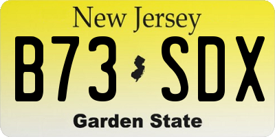 NJ license plate B73SDX