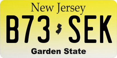 NJ license plate B73SEK