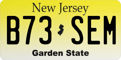 NJ license plate B73SEM