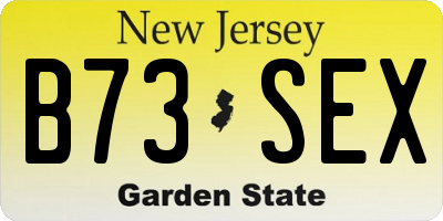 NJ license plate B73SEX