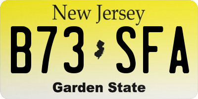 NJ license plate B73SFA