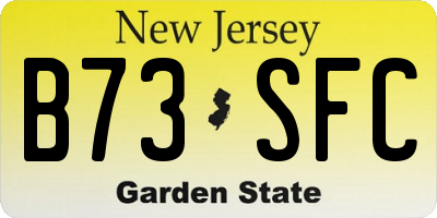 NJ license plate B73SFC