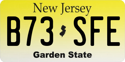 NJ license plate B73SFE