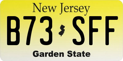 NJ license plate B73SFF